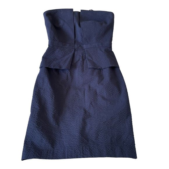 Banana Republic Womens Dress Size 2 Strapless Peplum Pucker Blue Mini Cocktail - Picture 2 of 12